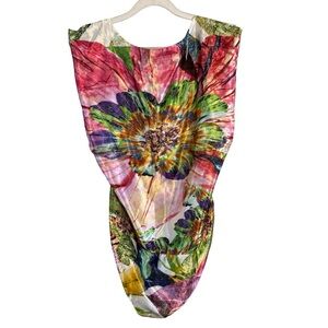 Madison Paige Vibrant Multicolor Floral Tunic Size M L Boho Artsy Abstract